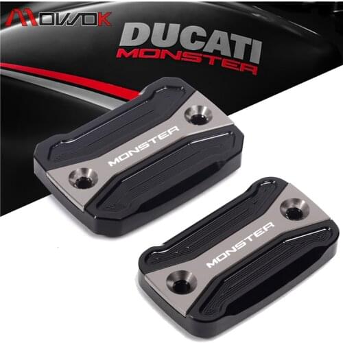 Black&Red&Titanium With LOGO Monster For DUCATI Hypermotard 796 Monster 695 696 796 2010-2014 Brake Fluid Reservoir Cover Cap