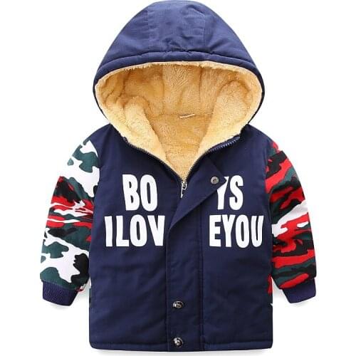 Children Boys Jackets Fashion Girls Hooded Jacket Winter Kid Baby Coat Thick Warm Outerwear 2019 New Camouflage Printed Clothing