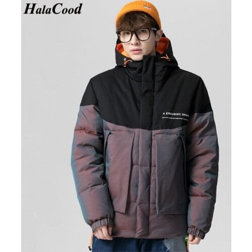 Men Metal Shining Warm Down Jackets Solid Color Black Winter Snow Down Jackets Hooded Zipper Up Windbreaker Parka Overcoat M-4XL