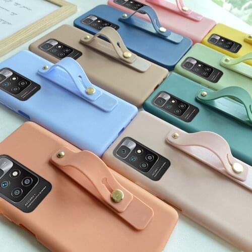 For Redmi 10 9A 9 8 10X PRO Wrist Strap Stand Phone Case For Redmi 6 PRO 5 Plus 5A 6A 9T Candy Color Soft Silicone Matte Cover