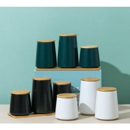 Nordic Ceramic Airtight Jars Miscellaneous Food Storage Jars Seasoning Coffee Cans Tea Cans Storage Bottles Kitchen Tools LB569