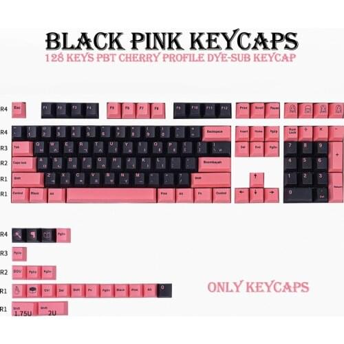 PBT Keycap 129 Keys Cherry Profile DYE-SUB Personalized Black Pink Keycaps For Cherry MX Switch Mechanical Keyboard