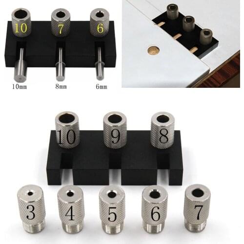 3/4/5/6/7/8/9/10mm Doweling Jig Pocket Hole Jig Kit Self-centering Vertical Drilling Guide Woodworking Locator Puncher DIY tools