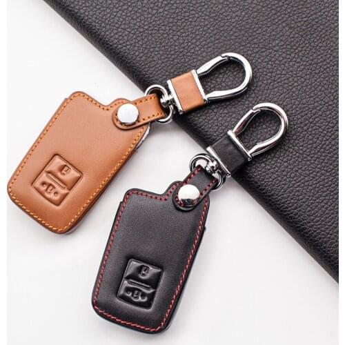 Leather Car Key Case For Toyota Auris Camry RAV4 Avalon Yaris Verso 2012-2018 2 Buttons Keyless Remote Fob Protector Cover Bag