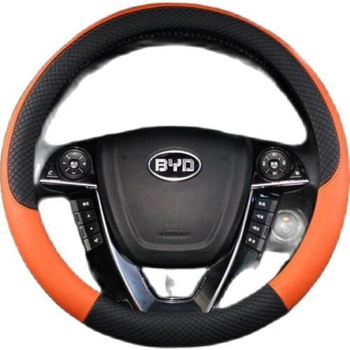 Orange Universal PU Leather Steering-wheel Cover f20 207 C5 W203 A5 3008 Auto Wheel Cover Cars Steer Wheel Protective Cover