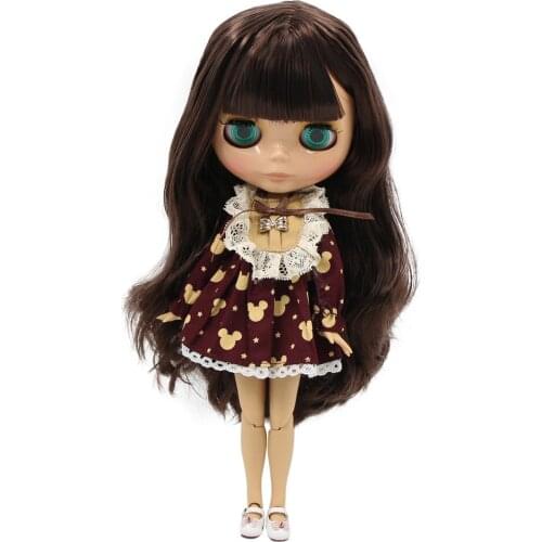 ICY DBS Blyth doll 1/6 30cm bjd tan skin joint body Dark brown straight hair. NO.BL483