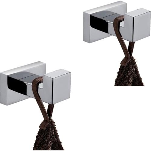 Leyden 304 Stainless Steel Chrome Wall Mounted 2pcs Robe Hooks Set Silver Clothes Towel Hooks Bathroom Accessories Set