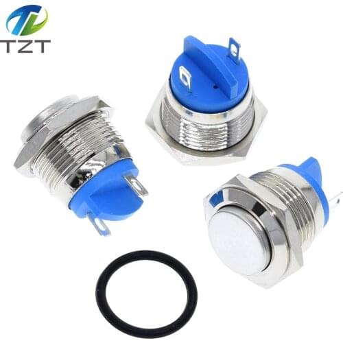 16mm metal push button waterproof nickel plated brass button switch press button reset 1NO high round momentary 16GT.F.L