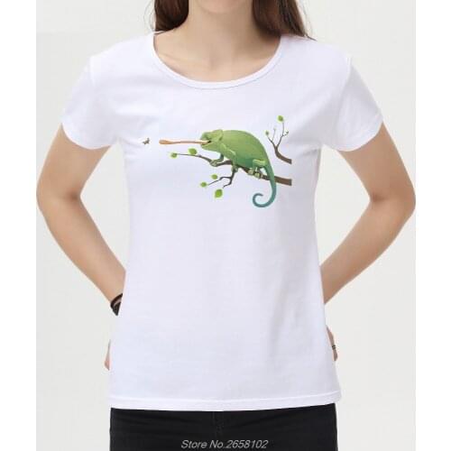 Fashion Womens Cartoon Chameleon Design T-shirt Animal Printed T Shirt Lady Casual Novelty Tops Girls Tee Harajuku Streetwear