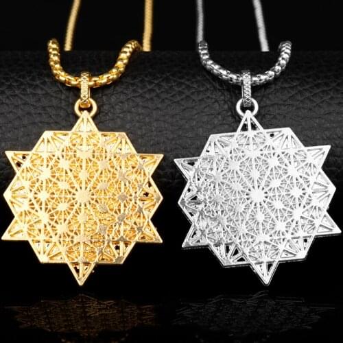 MQCHUN New Mandala Flower of Life Necklace Hearts sacred Geometry Kabbalah Pendant with Chain Jewelry -30