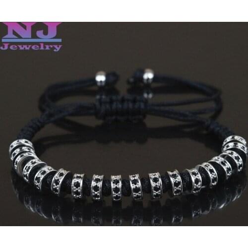 Top Quality New Brand Anil Arjandas Men Bracelets Micro Pave Black CZ Stoppers Beads Braiding Macrame Bracelet Jewelry Gift