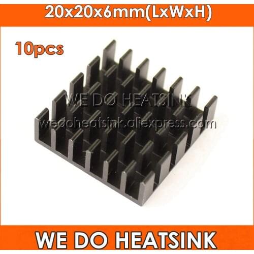 WE DO HEATSINK 10pcs 20x20x6mm Power Radiator Heat Sinks Black Anodized For CPU and Metal Ceramic BGA Packages and PC