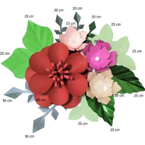 Handmade Mix Color Rose DIY Paper Flowers Green Leaves Set For Nursery Wall Deco Boys Room Baby Shower Backdrop Video Tutorials