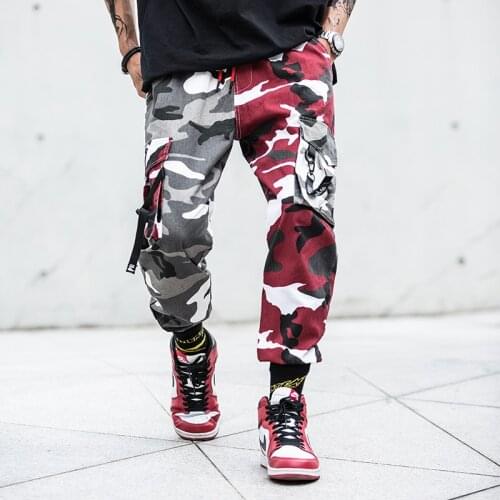 Autumn Mens Fashion Splice joggers pants Camo pants Cargo pants Men Camo Pants Mens Trousers US Size M-XXL