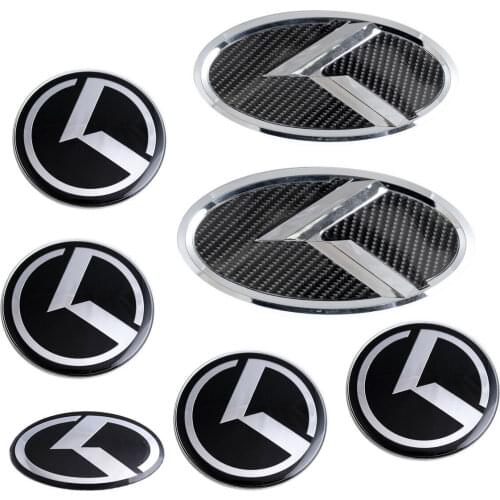 Carbon Fiber Front Trunk Black Steering Wheel Center Emblem for KIA FORTE OPTIMA