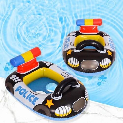 Swimming ring police car design inflatable PVC cartoon style summer swimming pool buoy sports car childrens inflatable boat