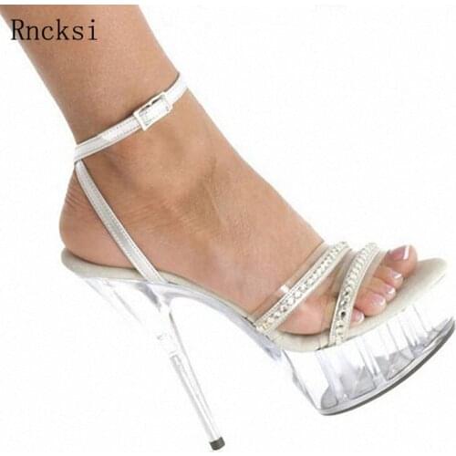 Rncksi New Fashion Clear High Heel Platform Sandals 15cm High-Heeled Platform Shoes Dancer Dance Shoes Sandals Performance Shoes