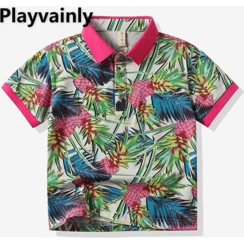Baby Boy Shirt 2021 Summer New Pineapple printing short Sleeve Boys Tops polo shirt Baby Clothes 2-6 Years E20831