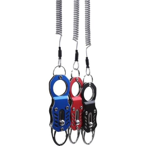 Fish Grip Outdoor Portable Lock Fishing Tackle Tools Fish Lip Clip Folding Gripper Ultra Light Weight With Retention Rope