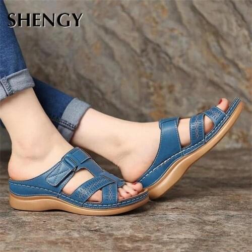 2019 Summer Women Flat Sandals Buckle Strap Ladies Slides Comfortable Home Beach Slip on Wedges Shoes Plus Female Slippers