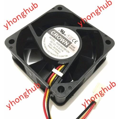 CROWN AGE06025B12H DC 12V 0.21A 60x60x25mm Server Cooling Fan