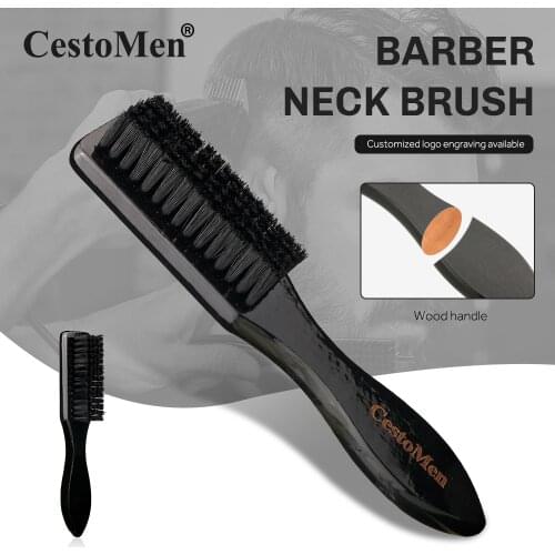 CestoMen Soild Wood Professional Fade Brush Barber Neck Sweeping Brush Comb Haircut Accessories Facial Cleaning Tools For Men