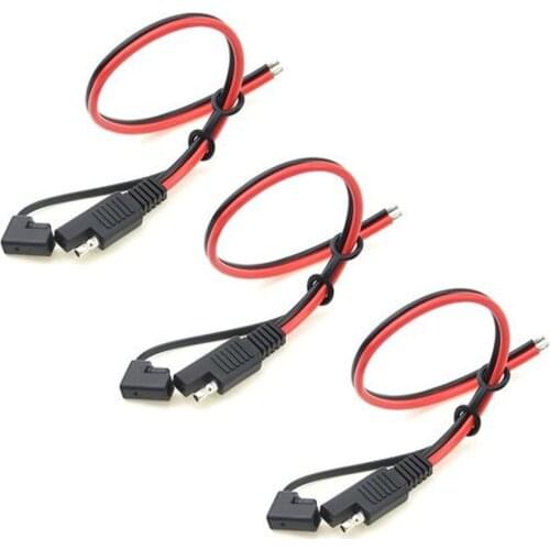 3PCS Heavy Duty SAE Extension Cable with SAE Waterproof Cover Cap 18AWG 30CM