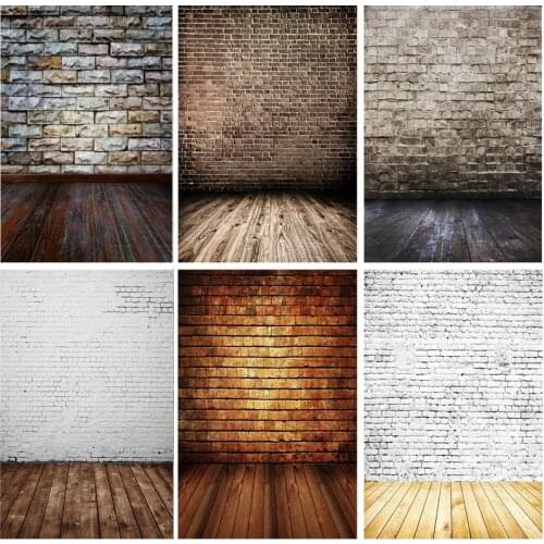 SHENGYONGBAO Vinyl Custom Vintage Brick Wall Wooden Floor Photography Backdrops Photo Background Studio Prop 21712 YXZQ-06