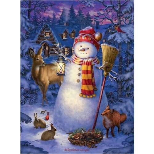 Embroidery Counted Cross Stitch Kits Needlework - Crafts 14 ct DMC DIY Arts Handmade Decor - Night Watch Snow Man