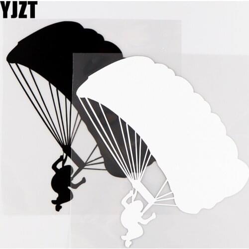 YJZT 15X16.5CM Skydiving Extreme Sports Art Decor Car Sticker Vinyl Decals Parachute Black / Silver 10A-0247