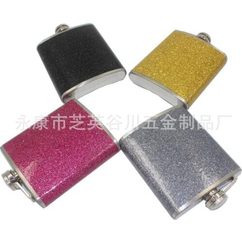 100pcs/lot 4 two foreskin 7 oz stainless steel outdoor portable portable flagon fine stainless steel bottle black