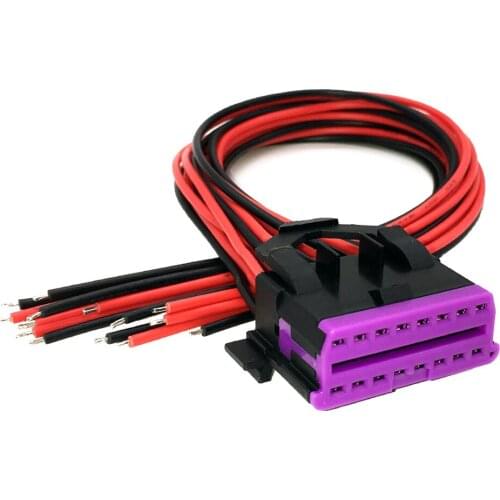 For VW for Audi OBD 16 Pin Female OBD2 Connector with Full Cables Cord Wire