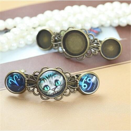 2pcs 12/16mm Inner Size Base Antique Bronze Color Multi Hairpin Settings Hair Clips Cabochon Cameo Base Craft Headwear Findings