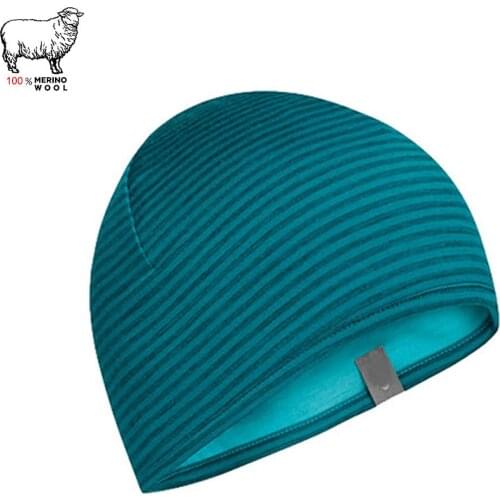 2021 Fall Winter Unisex 100% Merino Wool Cuff Beanie Hat 2 Layer Men Women Wool Cap Soft Sports Running Outdoor Thermal Hat OSFA