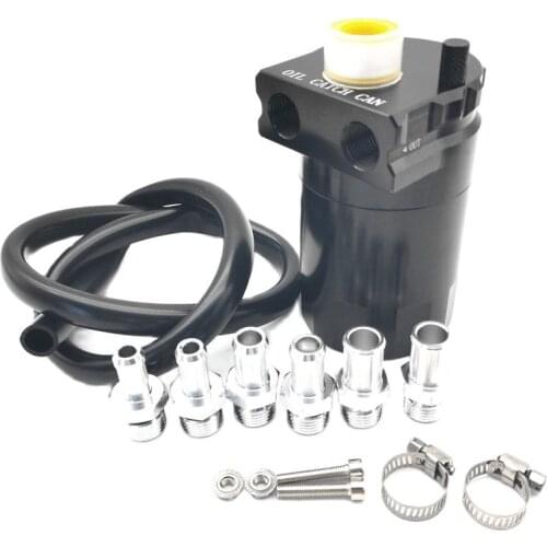 300ML Oil Catch Can Kit Universal Black Breather Baffled Aluminum Reservoir Tank