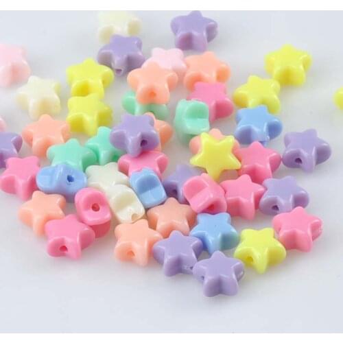 50pcs 11mm Mixed Candy Color Acrylic Star spacer Beads Charms Jewelry Craft YKL0523X