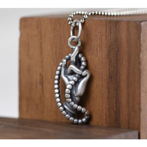 925 Sterling Silver Buddhism Prayer Beads Pendant Charm A2564