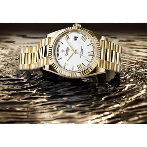 2021 New CADISEN DAY-DATE mens mechanical watches Top luxury Brand automatic gold watch waterproof stainless steel Reloj Hombre