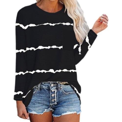 DAXIN Autumn Women O-Neck Striped T-Shirt Vintage Casual Ladies Tops Long Sleeve Loose Tee Shirt Female Casual Top Ladies Shirt
