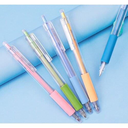 Ellen Brook 1 PCS Cute Gel Pen Creative Transparent Morandi Color Press Office Gift School Supplies Stationery Kawaii Funny Pens