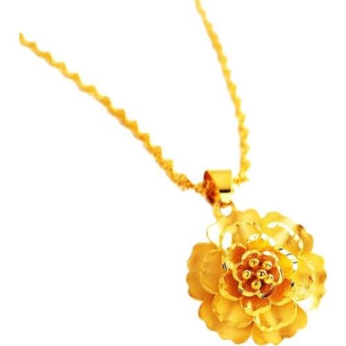 DELICATE FLOWER BLOOMING PENDANT GOLD 14K JEWELRY FOR WOMEN WEDDING ENGAGEMENT ANNIVERSARY GIFT NECKLACE PENDANT NO CHAIN FEMALE