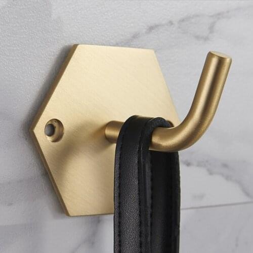 Classic pure copper home wall hook Modern brief golden metal clothes key hat hook up