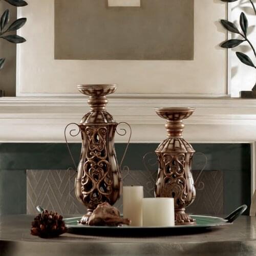 Classic retro handicraft carved candlestick home decor creative lantern vintage candler bar and cafe decorative candlestick