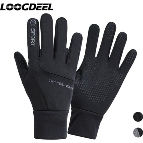 LOOGDEEL Cycling Gloves Comfortable Soft Skin-friendly Waterproof Windproof Finger Touch Screen Design Anti-slip Riding Gloves