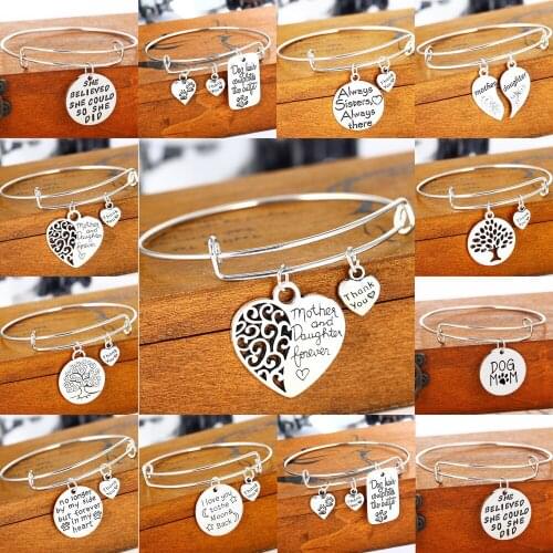 Love Heart Charms Bangles Thank You Teachers Bracelets Gifts Appreciation Teacher Jewelry Teachers Day Presents Accessories Hot