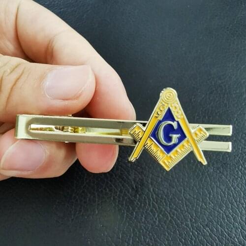 Masonic tie clip gold tone Freemason pin simple gentlemen accessory business men gift
