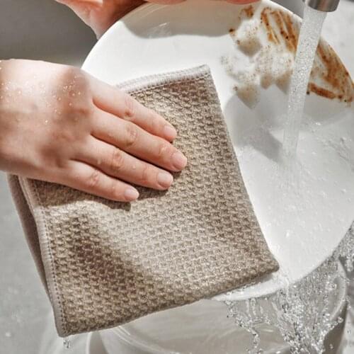 Microfiber household cleaning dishcloth high quality solid color washable utensils dishes kitchen towel