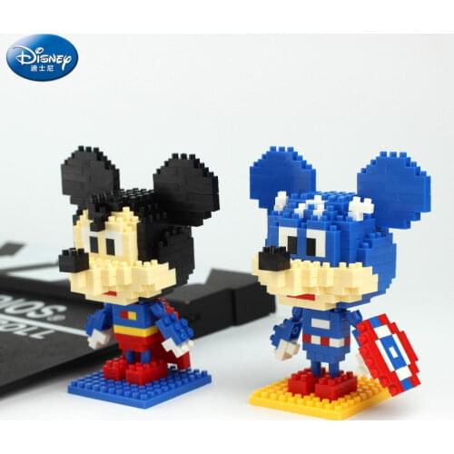Disney Micro Building Blocks Anime Figures Mickey Minnie Mini Assembling Diy Model Green Plastic Educational Toys for Children