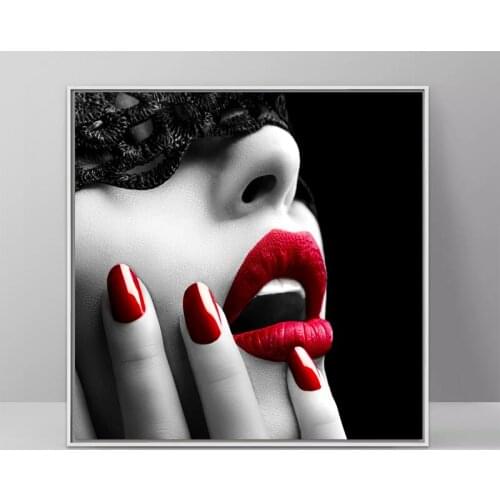 MUTU HD Prints Wall Art Posters And Prints Sexy Women Red Lips And Nails Canvas Painting Wall Picture For Bedroom Unframed