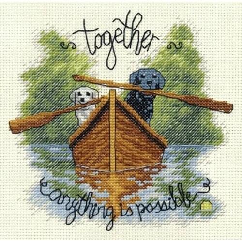 Popular Needlepoint Together Dogs Cross Stitch Kits Embroidery Needlework with 100% Cotton Floss & Free Shipping for Wall Decor